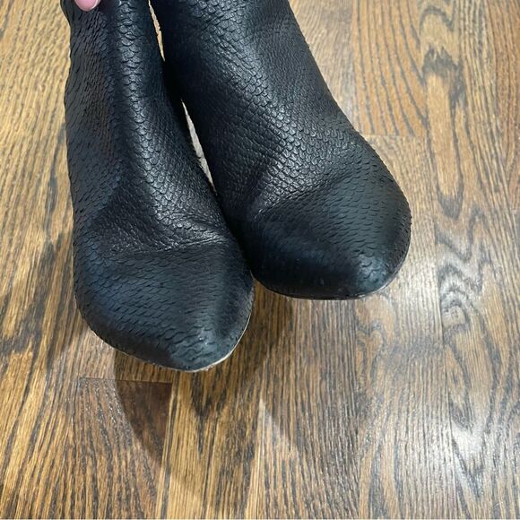 JOIE Jalena Black Snake Embossed Leather Wedge Ankle Boots - Picture 5 of 11